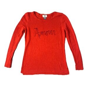 OLD NAVY Women's XS Knit Sweater Long Sleeve Shirt Top AMOUR Chic Y2K Retro Red
